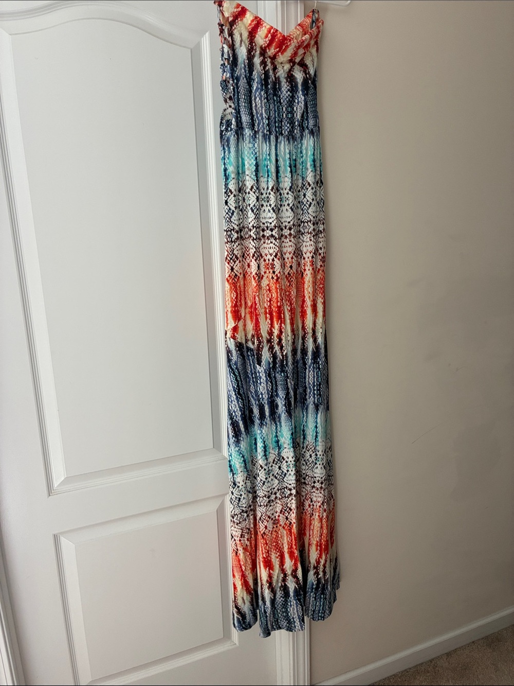 Tart Multicolor Patterned Maxi Dress - Red, Blue, Teal, White